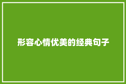 形容心情优美的经典句子 报告写作