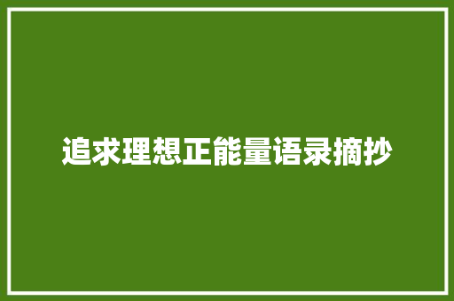 追求理想正能量语录摘抄 诗歌创作