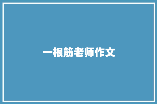 一根筋老师作文 简历模板
