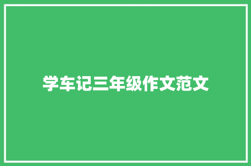 学车记三年级作文范文