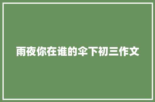 雨夜你在谁的伞下初三作文 商业文案
