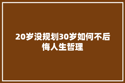 20岁没规划30岁如何不后悔人生哲理