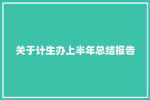 关于计生办上半年总结报告 诗歌创作