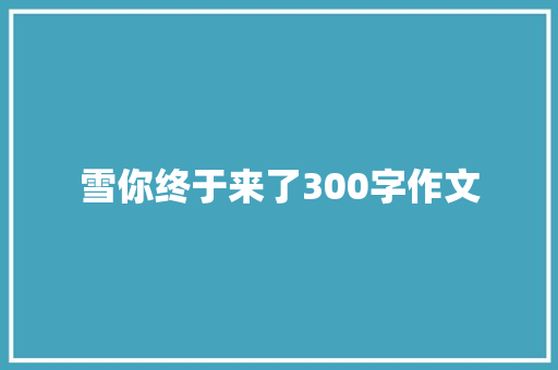 雪你终于来了300字作文
