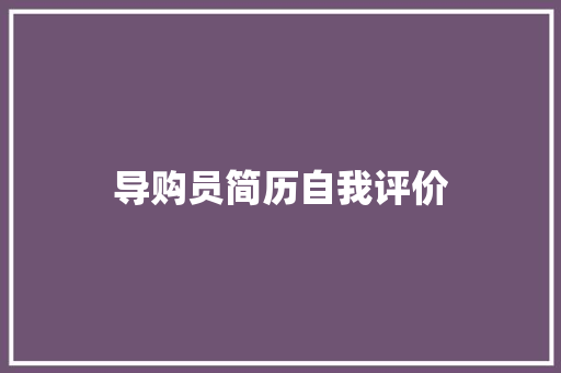 导购员简历自我评价