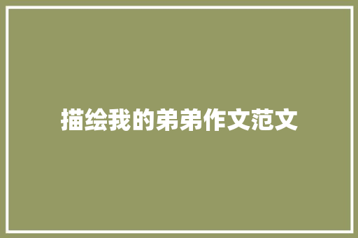 描绘我的弟弟作文范文