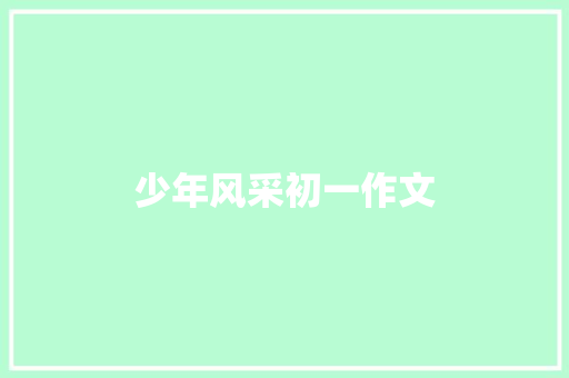 少年风采初一作文 写作技巧
