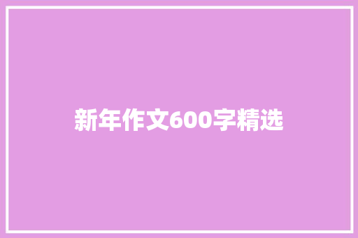 新年作文600字精选