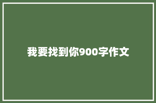 我要找到你900字作文