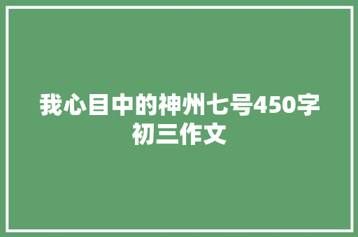 我心目中的神州七号450字初三作文 词汇积累