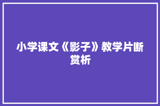 小学课文《影子》教学片断赏析 词汇积累