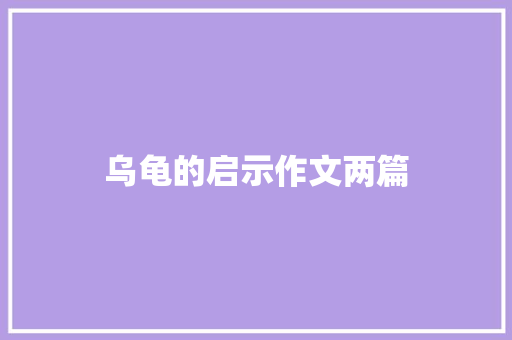 乌龟的启示作文两篇 诗歌创作