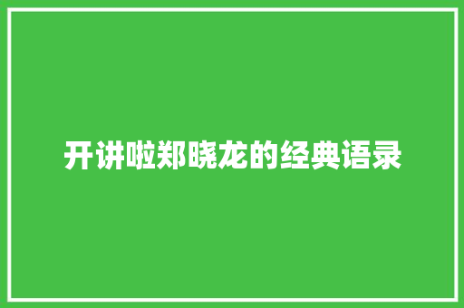 开讲啦郑晓龙的经典语录 词汇积累
