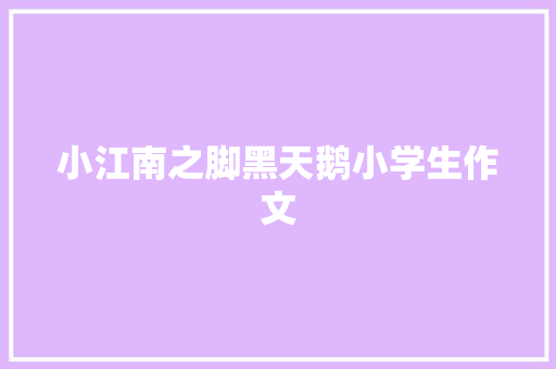 小江南之脚黑天鹅小学生作文