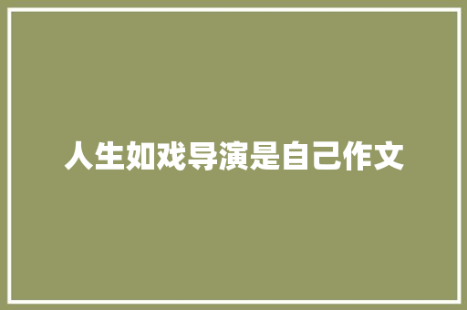 人生如戏导演是自己作文 简历模板