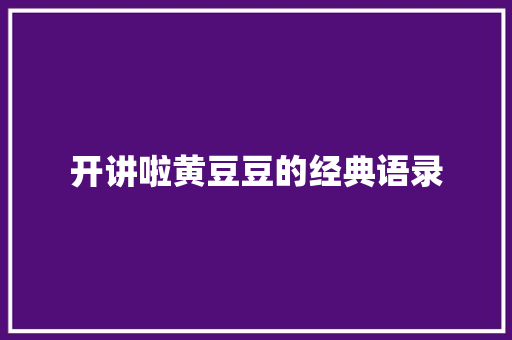 开讲啦黄豆豆的经典语录 词汇积累