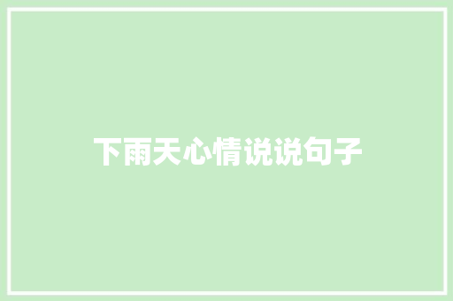 下雨天心情说说句子 报告写作