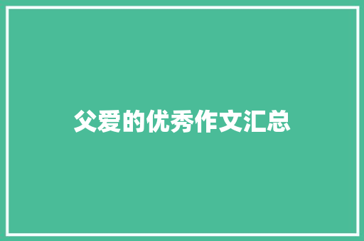 父爱的优秀作文汇总 写作素材