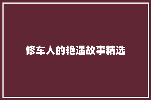 修车人的艳遇故事精选 商业文案