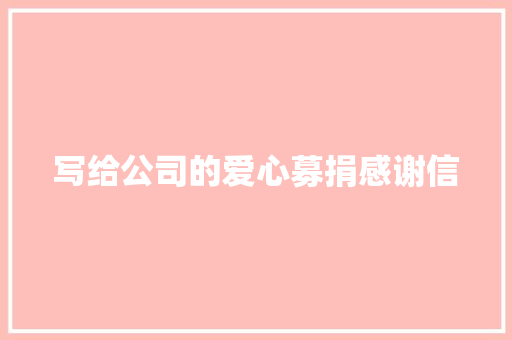 写给公司的爱心募捐感谢信 写作技巧