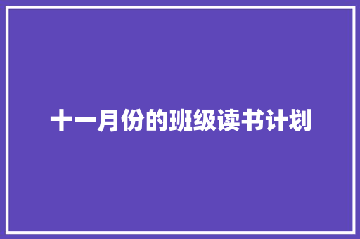 十一月份的班级读书计划 词汇积累