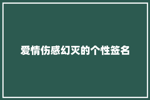 爱情伤感幻灭的个性签名