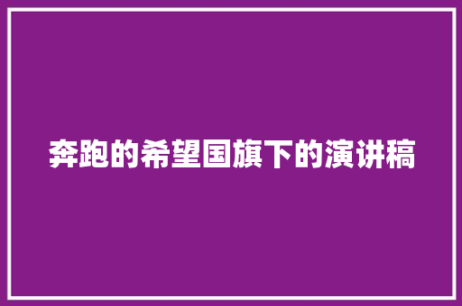 奔跑的希望国旗下的演讲稿 报告写作