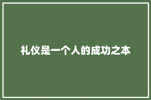 礼仪是一个人的成功之本 词汇积累