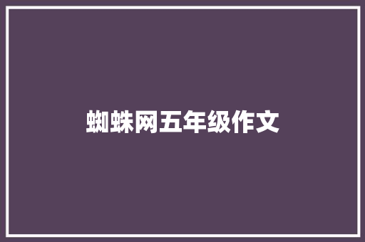 蜘蛛网五年级作文 商业文案
