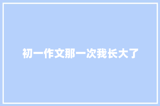 初一作文那一次我长大了 简历模板