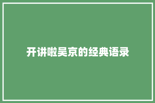 开讲啦吴京的经典语录 范文赏析