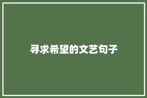 寻求希望的文艺句子