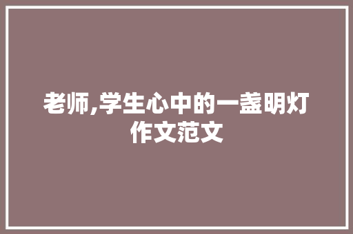老师,学生心中的一盏明灯作文范文