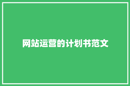 网站运营的计划书范文