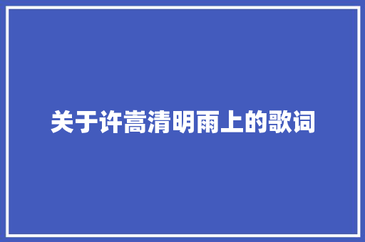 关于许嵩清明雨上的歌词 简历模板