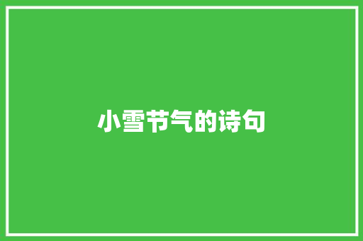 小雪节气的诗句 范文赏析