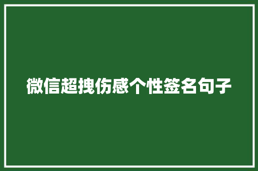 微信超拽伤感个性签名句子