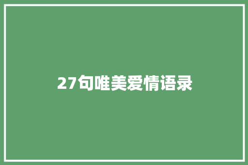 27句唯美爱情语录 写作技巧