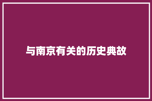 与南京有关的历史典故