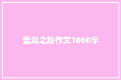 盐湖之旅作文1000字 范文赏析