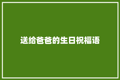 送给爸爸的生日祝福语 报告写作