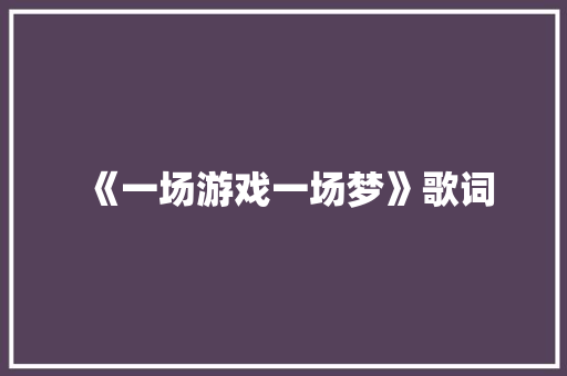 《一场游戏一场梦》歌词