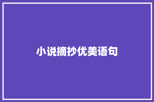 小说摘抄优美语句 范文赏析
