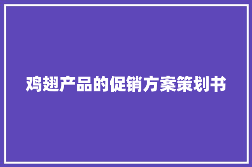 鸡翅产品的促销方案策划书 简历模板