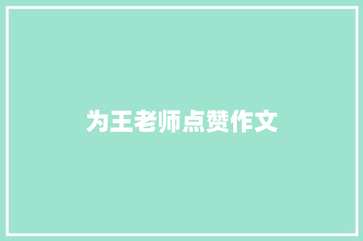为王老师点赞作文 简历模板