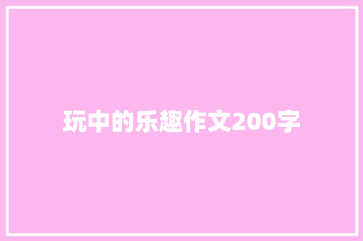 玩中的乐趣作文200字