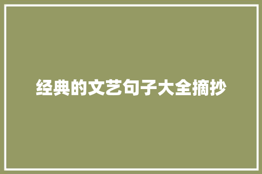 经典的文艺句子大全摘抄
