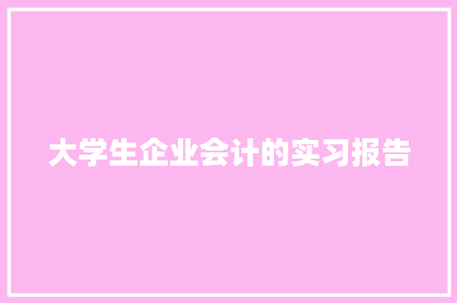大学生企业会计的实习报告 写作技巧