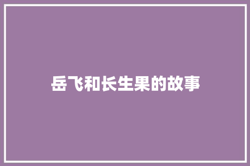 岳飞和长生果的故事 写作素材