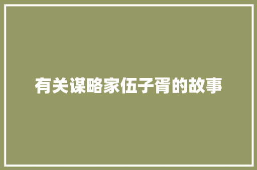 有关谋略家伍子胥的故事 范文赏析